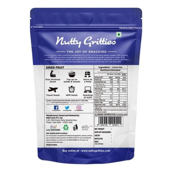 Nutty Gritties Jumbo Cashew Net Qty: 200 g - Image 2