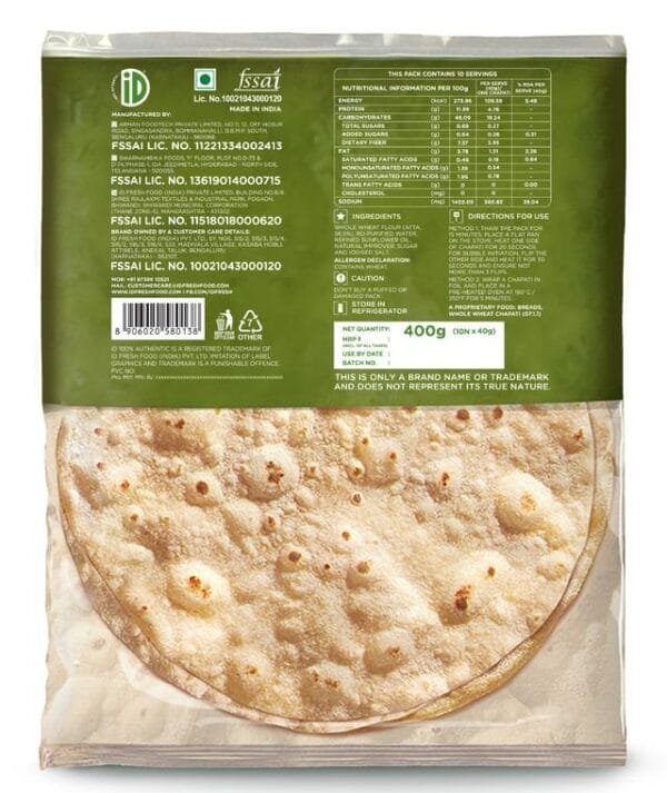 Whole Wheat Chapati (10 pieces) Net Qty: 400 g - Image 2
